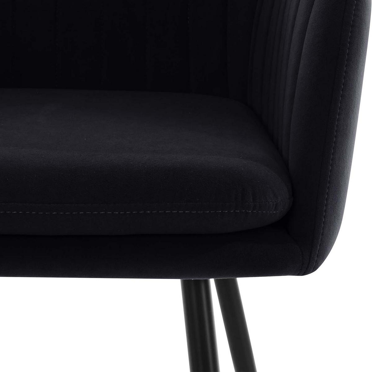 SESSELSTUHL-SET, 2 Stück - Lia - Samtvelour Schwarz - Schwarz, Textil/Metall (56/80/62cm)