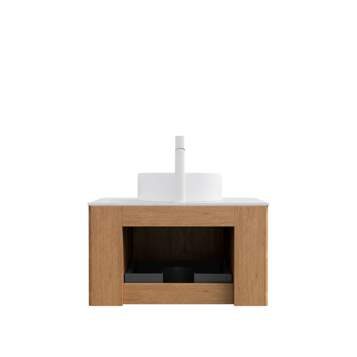 WASCHTISCHKOMBI 61x48x49cm Naturholz/Weiß mit Keramikbecken & Soft-Close - Naturfarben, Keramik (61/49/48cm) - Modfu