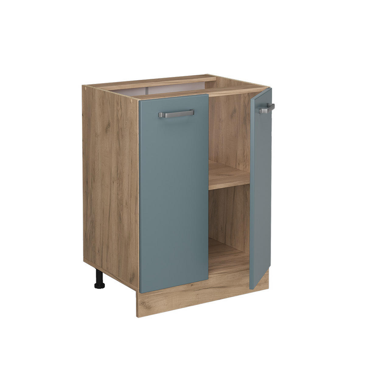 KÜCHENUNTERSCHRANK R-Line Blau-Grau 60 cm, AP Anthrazit - Honigeiche/Eiche Wotan, Holzwerkstoff (60/81.6/60cm) - Vicco