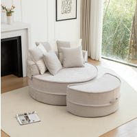 SESSEL aus Schaumstoff 121x107 cm Grau mit Ottomane und 5 Kissen, montagefrei - Grau, Kunststoff (163/66/121cm) - Modfu