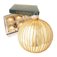 CHRISTBAUMKUGELN Goldene Linien Goldfarbig 8cm (Glas / 6 Stk.) - Goldfarben, Glas (8/8/8cm) - Krebs Glas Lauscha