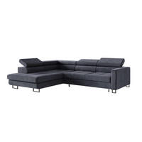 ECKSOFA Schwarz MERY L Ausziehbar Mit Verstellbaren Kopfstützen - Schwarz/Graphitfarben, Textil (250/200cm) - Sepro Meble