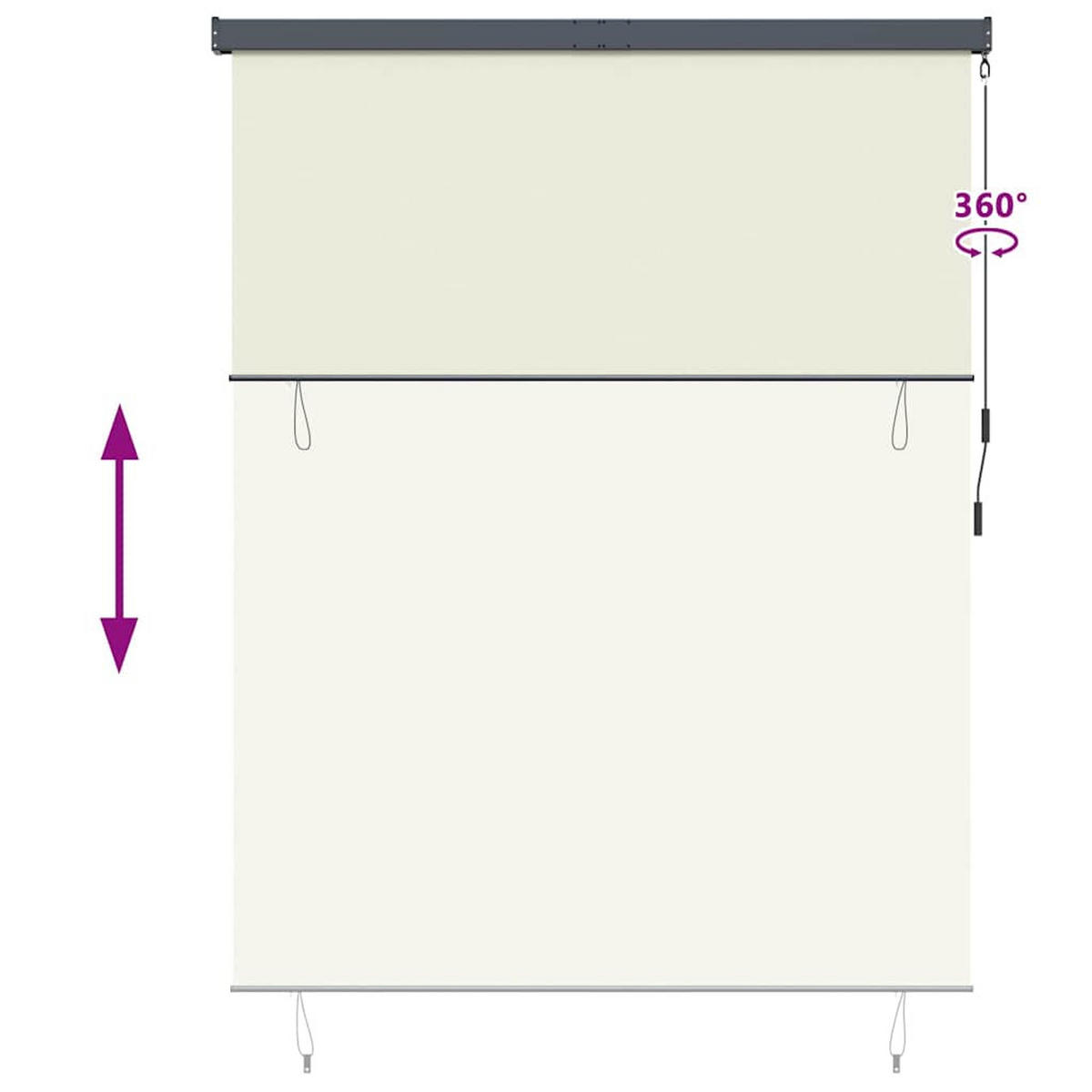 ROLLO Gestreift Verstellbar 200/250 cm aus Stoff Crème - Creme, Textil (200/250cm) - vidaXL