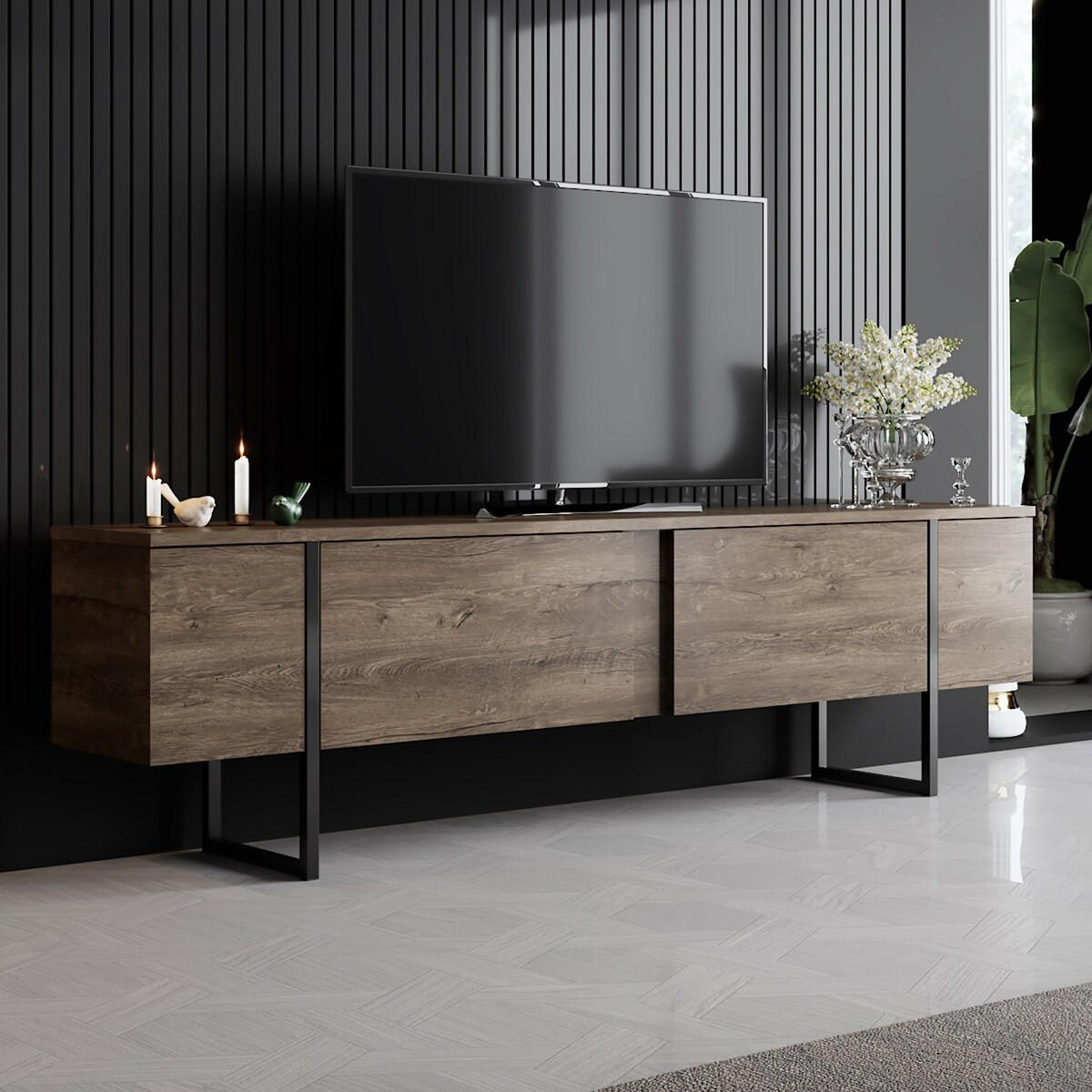 TV-MÖBEL mit 2 Klapptüren Luxe 180/30/50 cm - Braun, Holzwerkstoff (180/50/30cm) - Calicosy