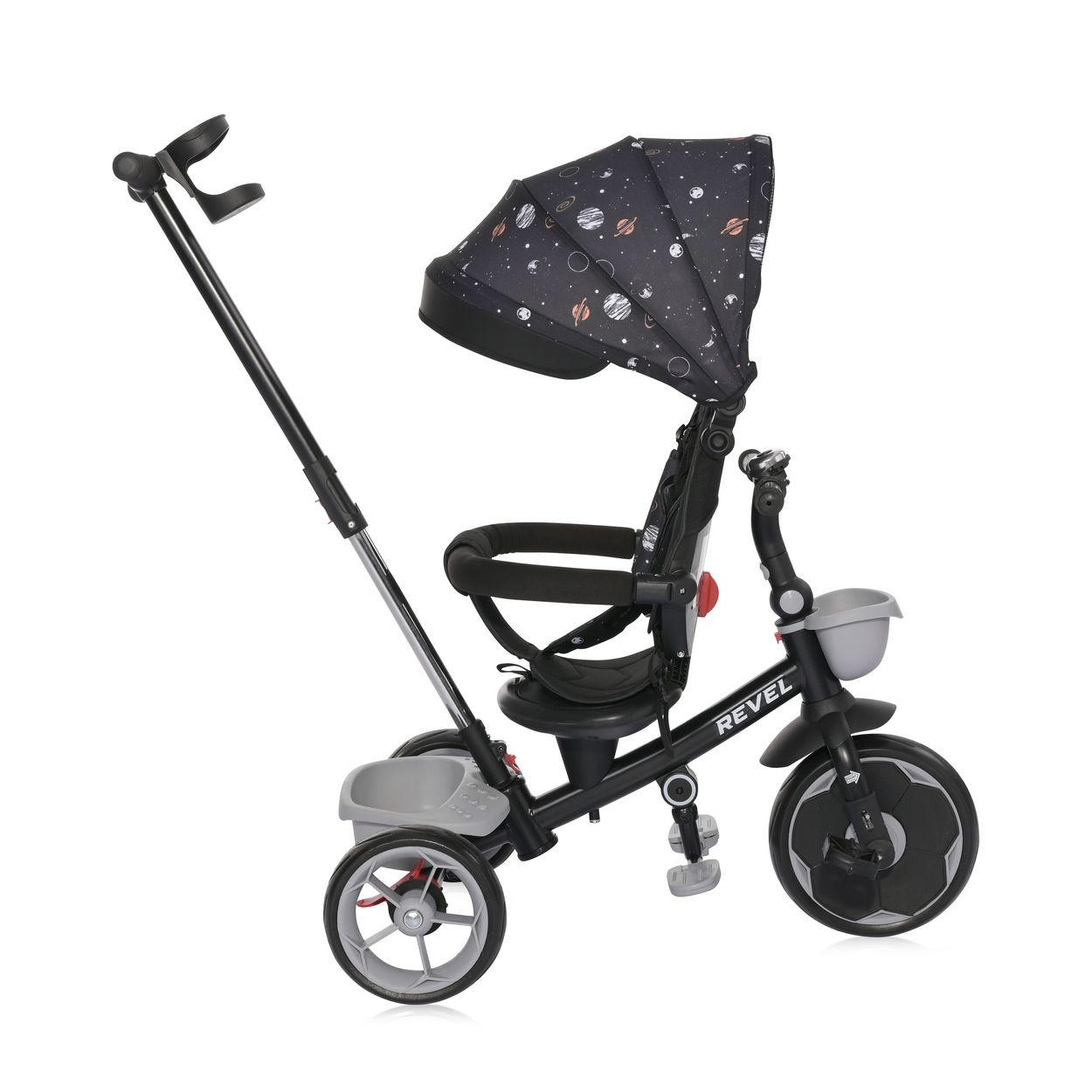 DREIRAD Revel 3 in 1 schwarz Freilauf Lenkstange Becherhalter Korb - Schwarz, Metall (55/54/78cm) - Lorelli