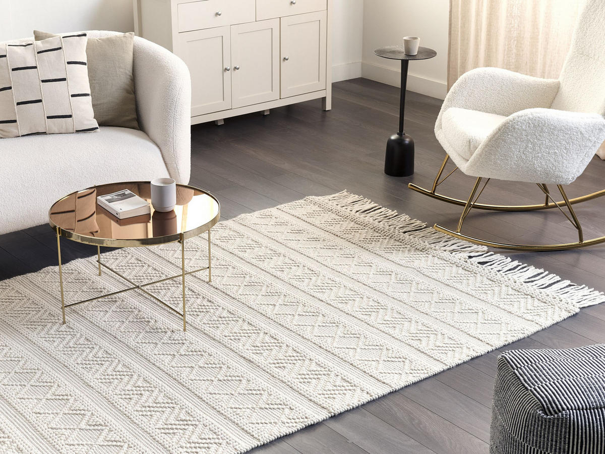 TEPPICH geflochten Pertek 230/160 cm - Beige, Textil (160/230cm) - Beliani