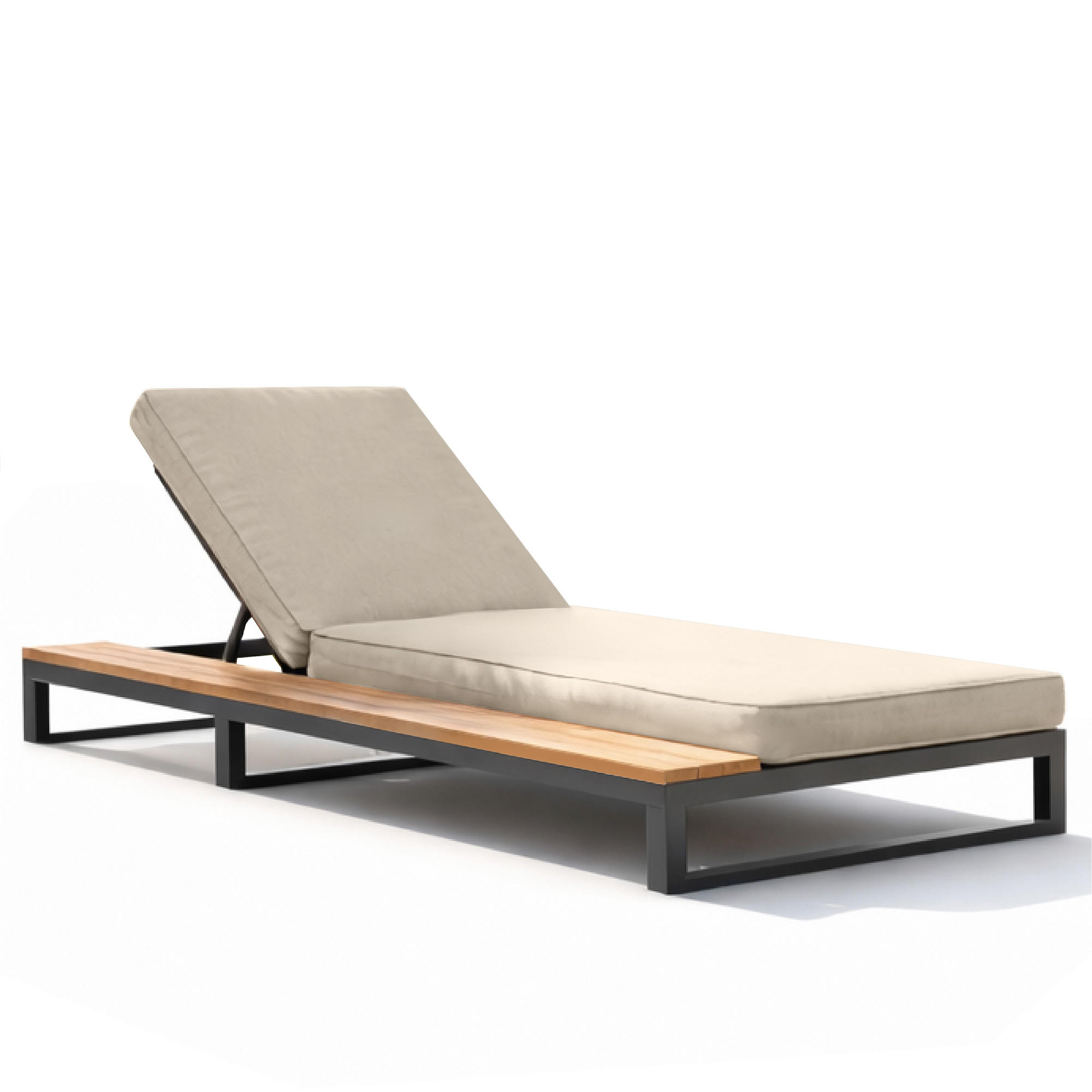 OUTDOOR-LIEGESTUHL Multifunktionales Sofabett Beige Linke Seite - Beige, Metall (79.5/73/184cm) - ComfortXL