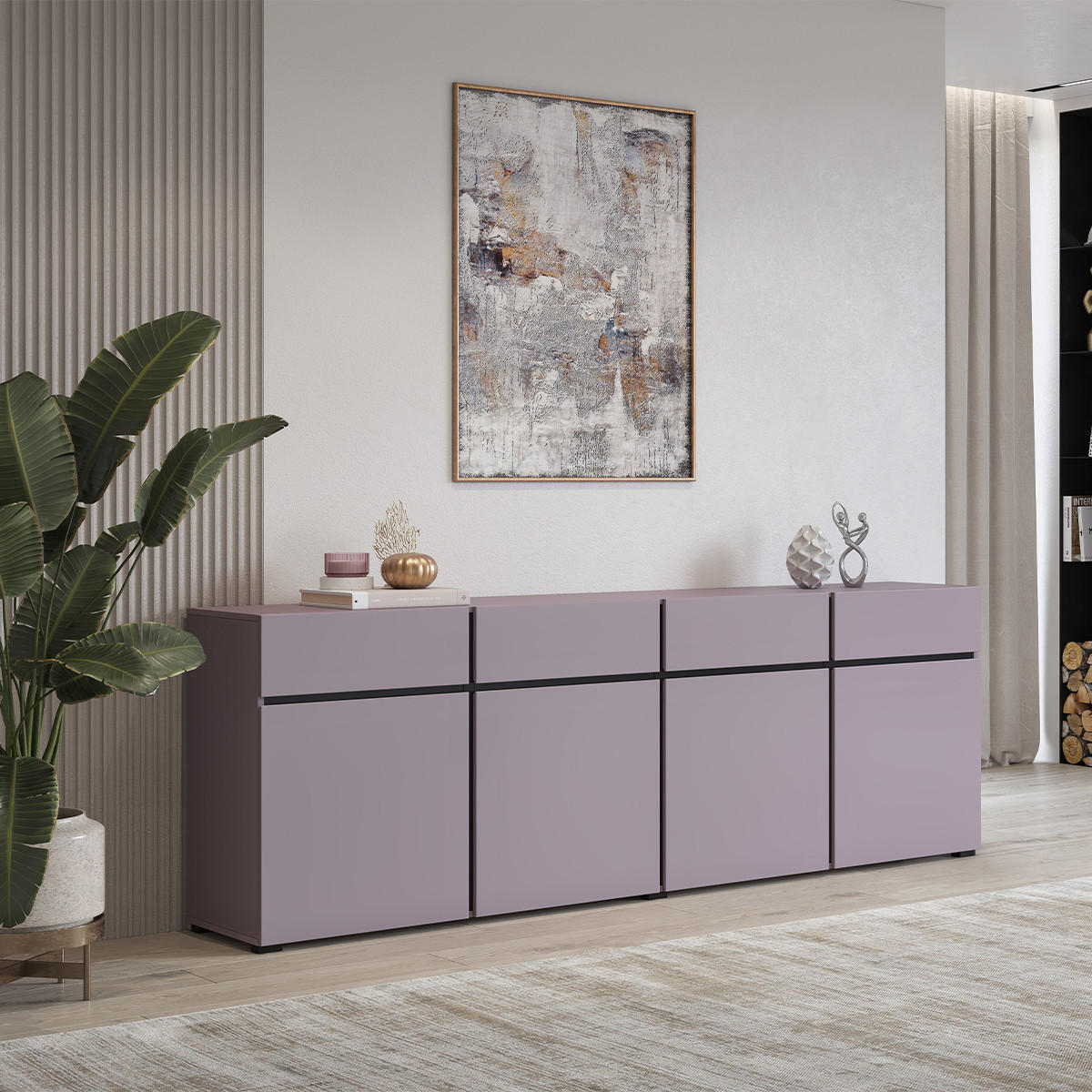 KOMODA Lilia ljubičasta - ljubičasta, drvni materijal (225/78.5/40cm) - Petits-meubles