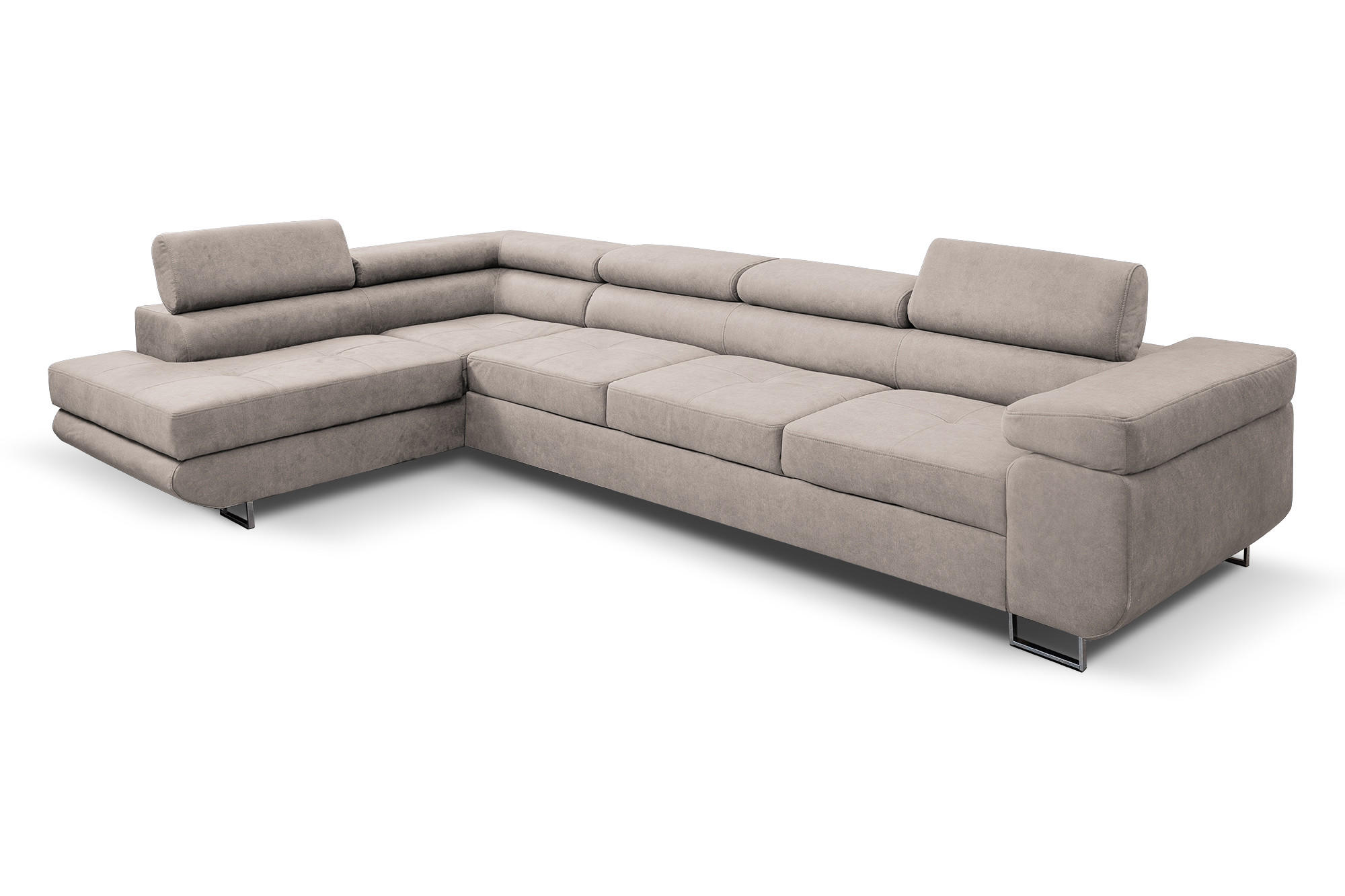 ECKSOFA Marlene IV L-Form mit verstellbaren Kopfstützen Schlaffunktion Bettkasten 347 cm links beige - Beige, Kunststoff (347/202cm) - Margaret Hadas24