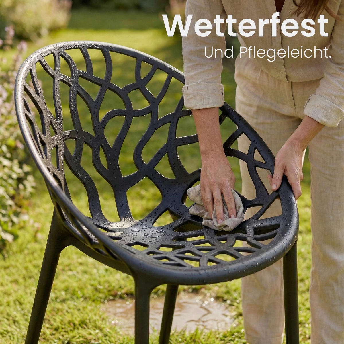 GARTENSTUHL Kunststoff Schwarz - Schwarz, Kunststoff (59/80/60cm) - CLP