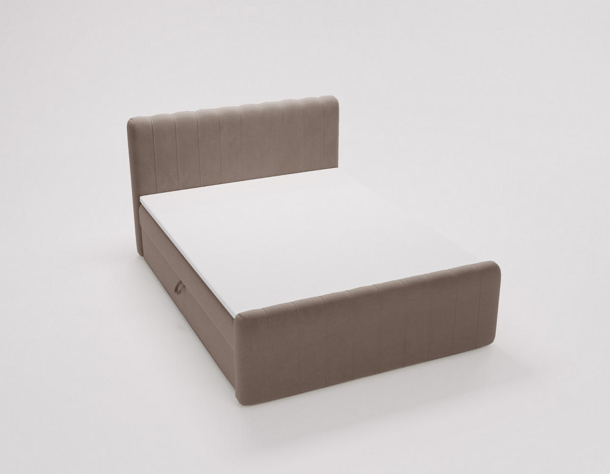 BOXBETT OSLO mit Bettkasten, Stoff Komodo Braun 120x200 cm - Braun, Holz (120/200cm) - Kaiser Möbel