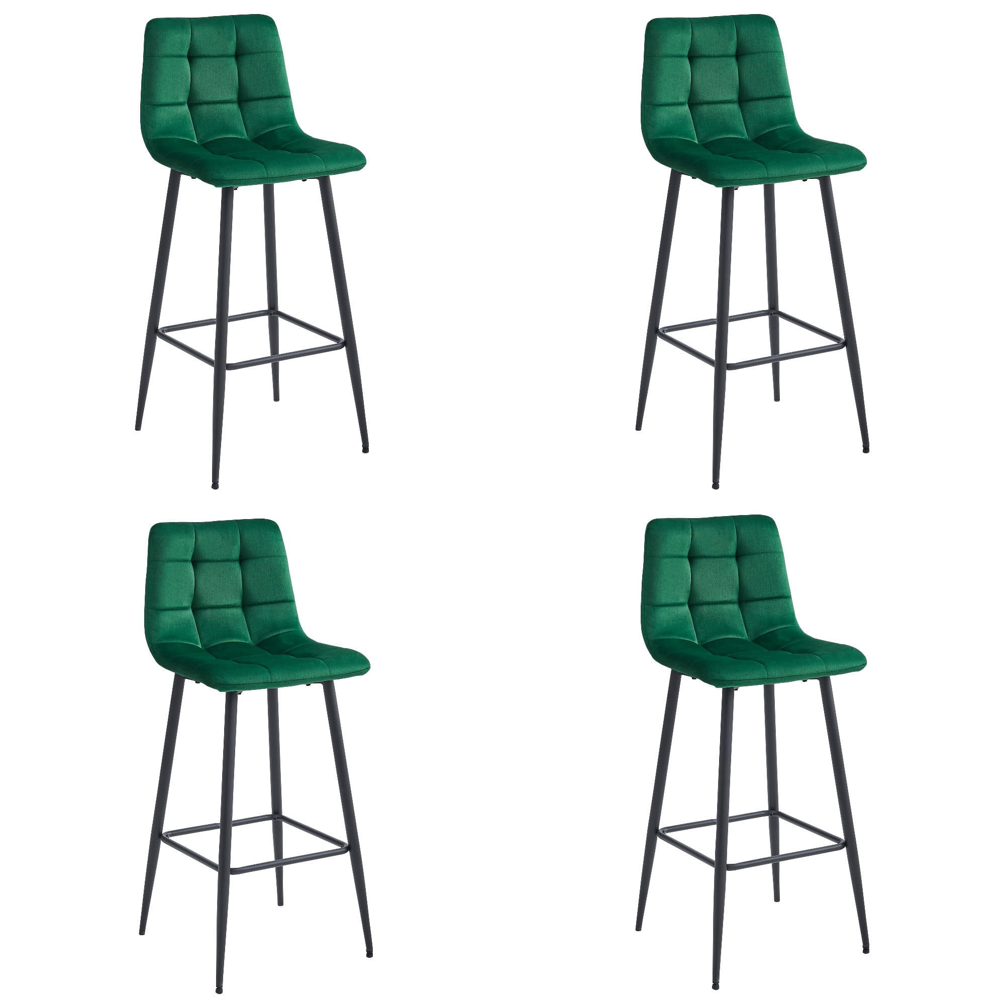 BARHOCKER 4-er Set TEOTO dunkelgrüner Sitz, schwarze Basis - Dunkelgrün/Schwarz, Textil (43.5/104/32.5cm) - Valora