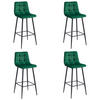 BARHOCKER 4-er Set TEOTO dunkelgrüner Sitz, schwarze Basis - Dunkelgrün/Schwarz, Textil (43.5/104/32.5cm) - Valora