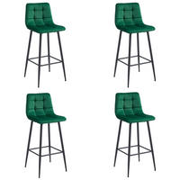 BARHOCKER 4-er Set TEOTO dunkelgrüner Sitz, schwarze Basis - Dunkelgrün/Schwarz, Textil (43.5/104/32.5cm) - Valora