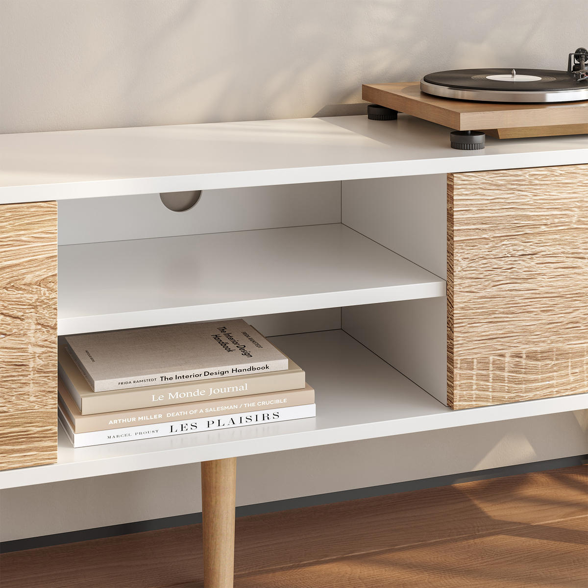 LOWBOARD Eskilstuna - Eichefarben, Holz/Holzwerkstoff (120/46.5/29.5cm) - [en.casa]