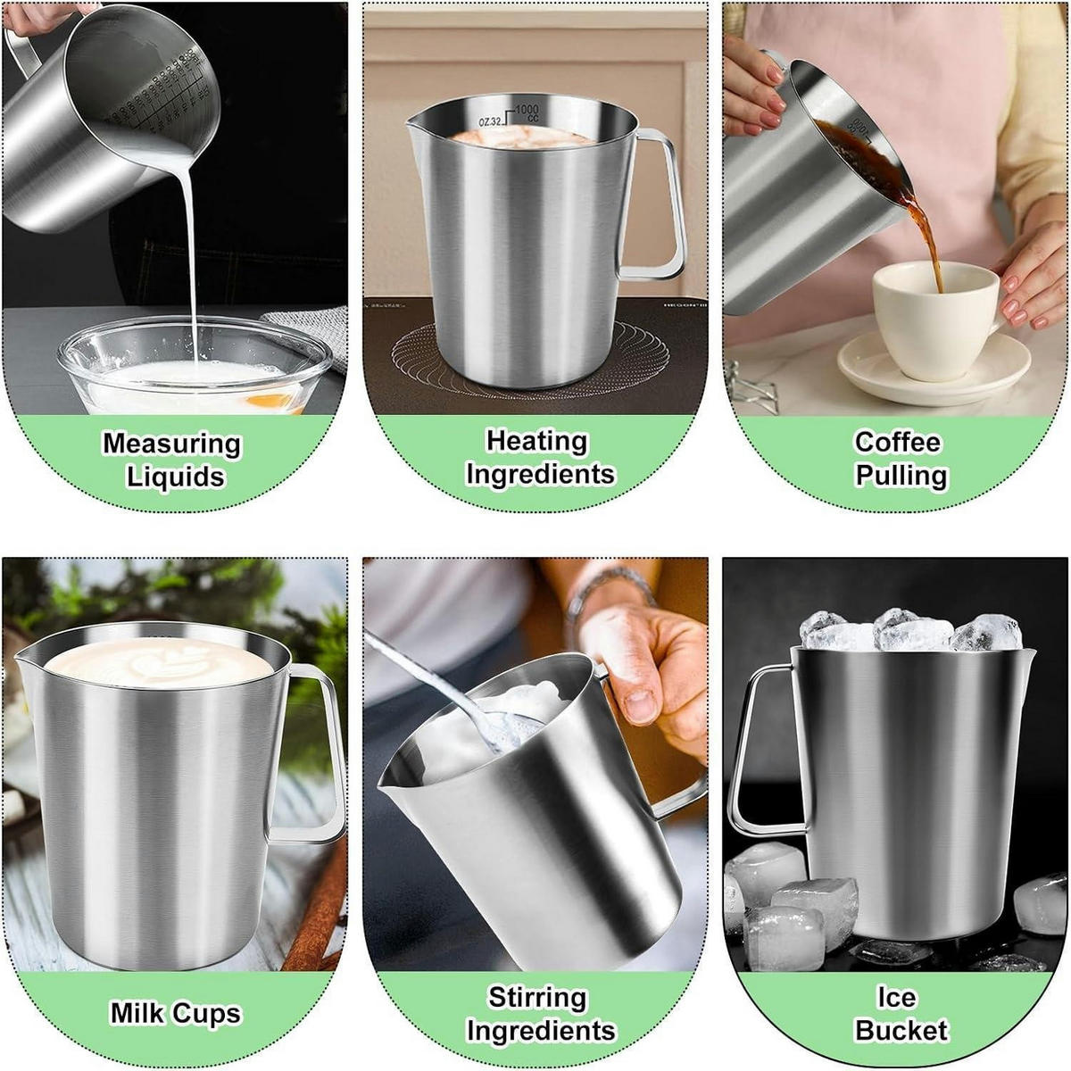 MESSBECHER 1L Edelstahl mit Skala - Silberfarben, Metall (1L)