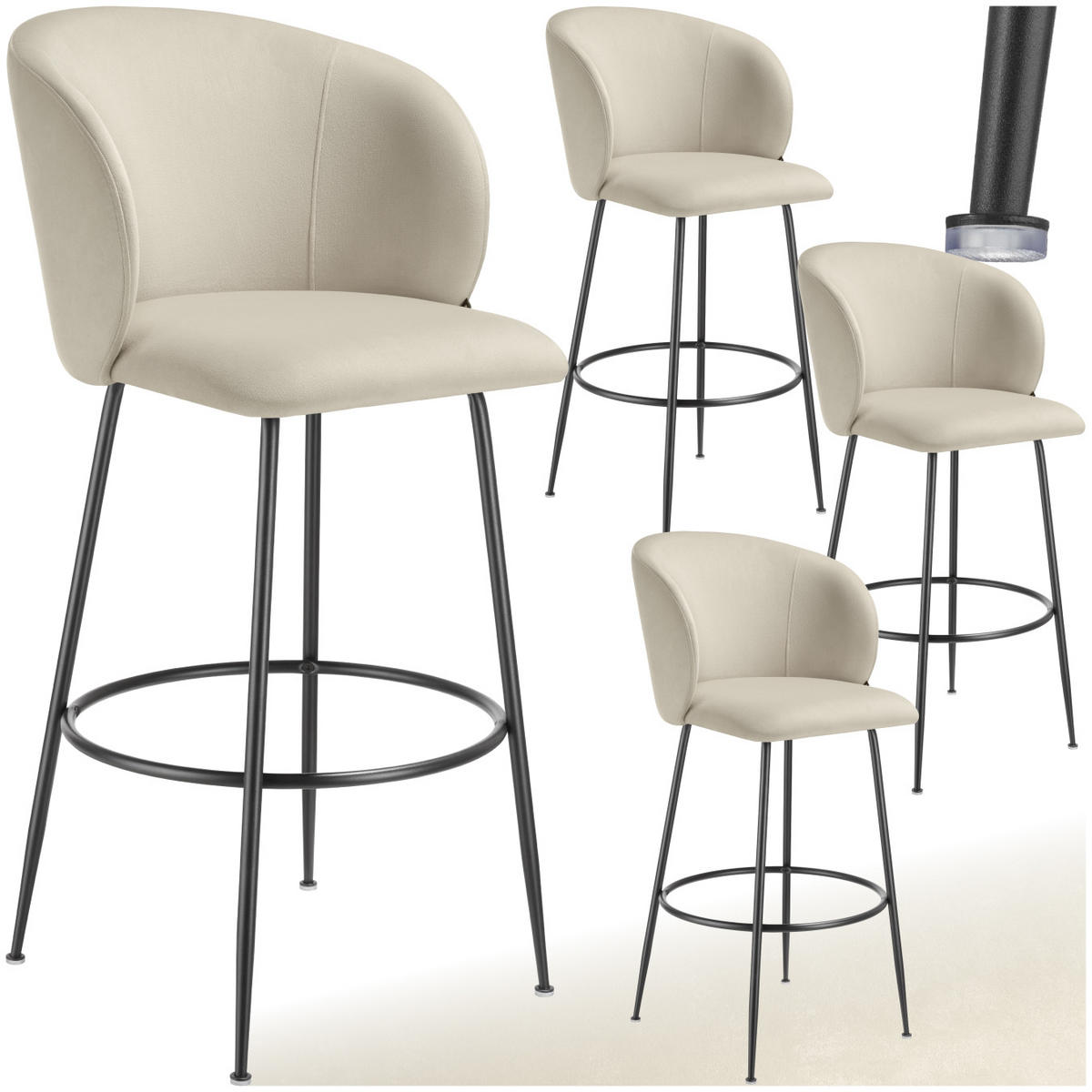 BARSTUHL Luana,51 x 60 x 106 cm, Belastbarkeit 120 kg,creme/schwarz - Creme/Schwarz, Kunststoff (51/106/60cm) - tectake