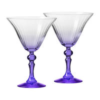 COCKTAILGLÄSER BUBBLE CELEBRATION MOMENTS MIT VIOLETTEM STIEL, 2ER-SET, 170 ML - Transparent/Violett, Glas (0.17L) - Krosno Glass