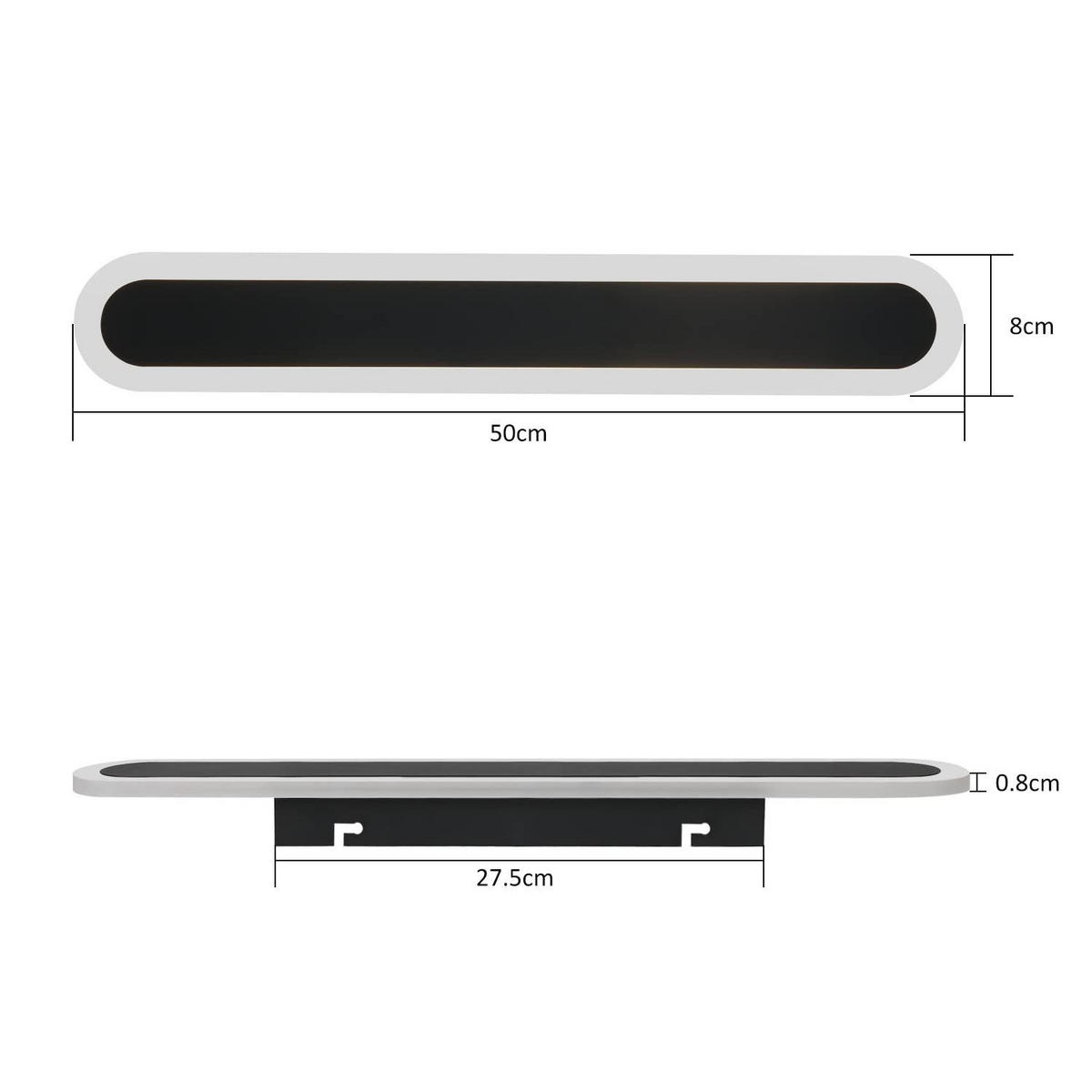LED nástěnné svítidlo Yauger 50/8/4cm - černá, kov (8/4/50cm) - Nettlife