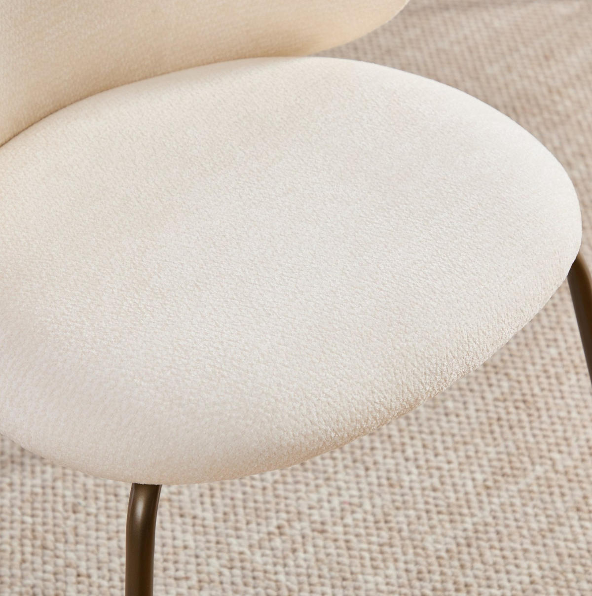 ESSZIMMERSTUHL 2er-Set mit Chenille-Bezug Creme - Beige, Metall (46.5/80/52.1cm) - Meubliv