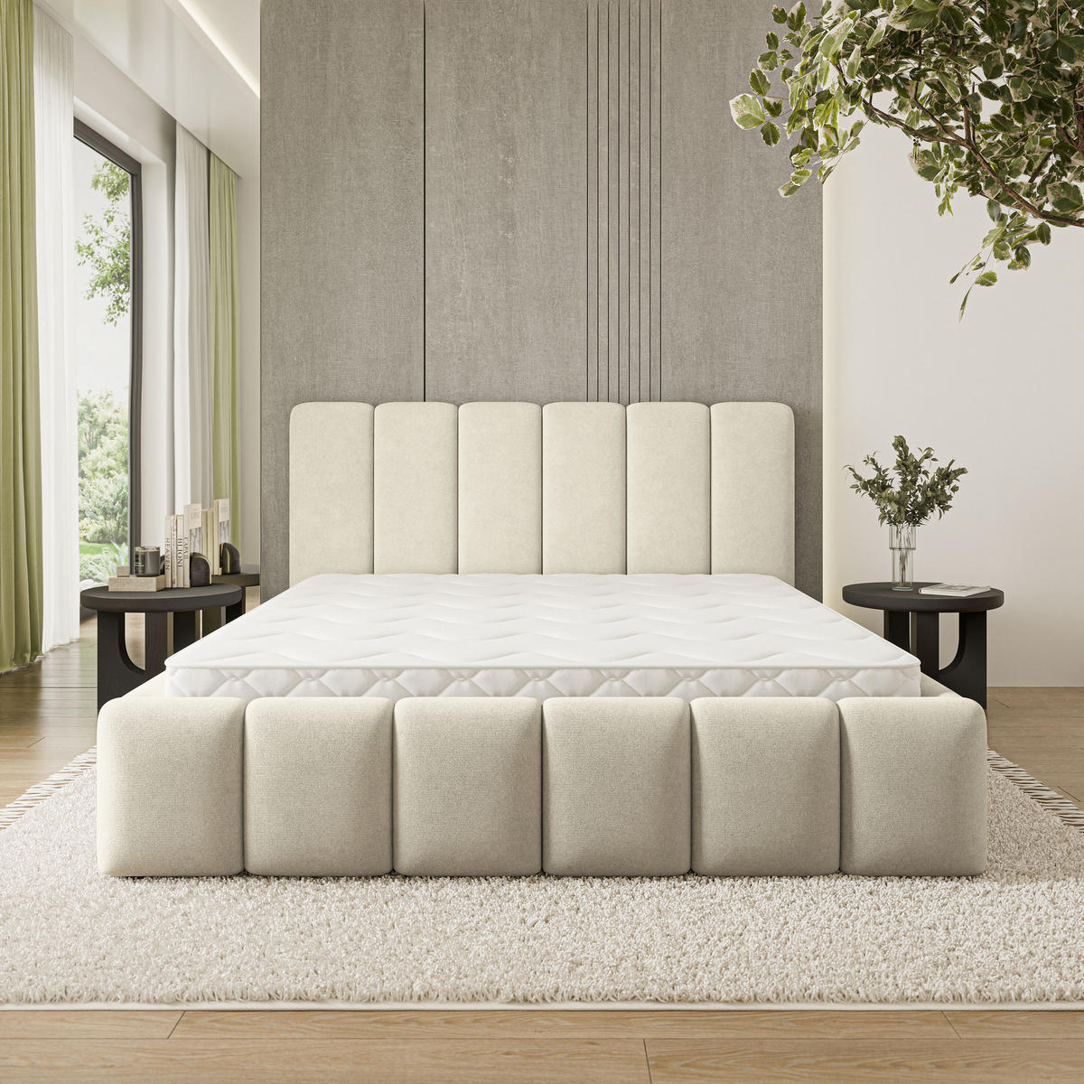 POLSTERBETT ATTORA SR 180x200 cm mit Bettkästen - Creme - Creme, Holz (180/200cm) - MASSENO