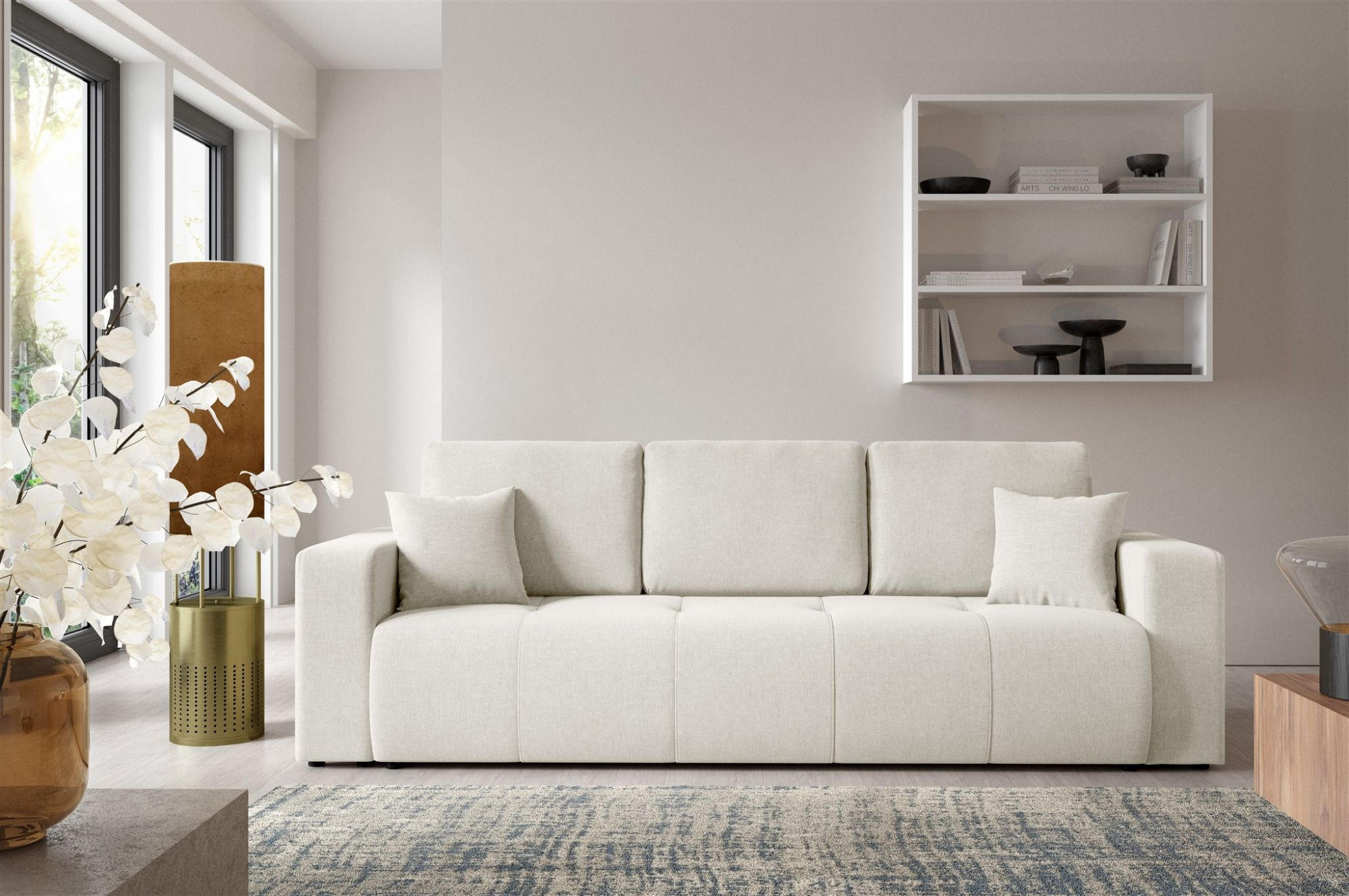 SCHLAFSOFA Augusto - Creme, Holzwerkstoff/Textil (244/82/102cm) - Fun Möbel