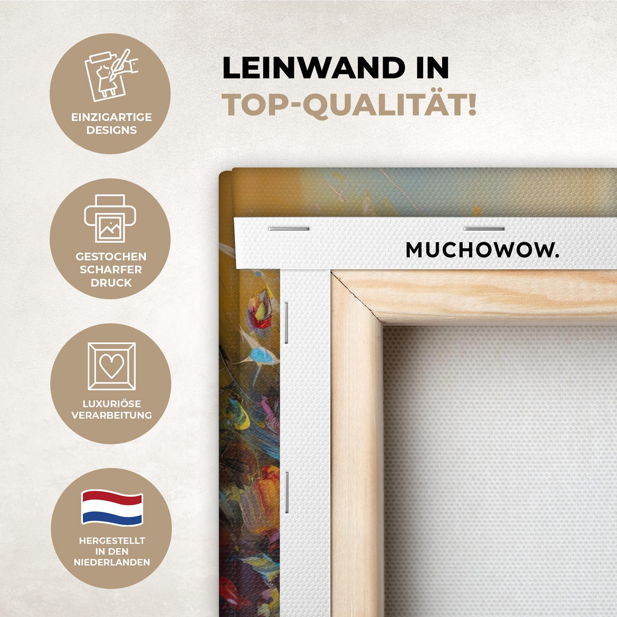 LEINWANDBILD Blumen - Kunst - Natur - Ölgemälde Deko Schlafzimmer 30x20 cm - Multicolor, Textil (30/20cm) - MuchoWow