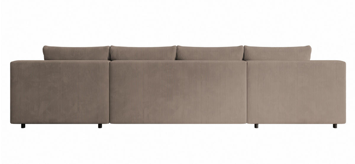 WOHNLANDSCHAFT Nelly U mit Bettkasten und Schlaffunktion, Cordstoff in U-Form - Beige, Textil (349/80/185cm)