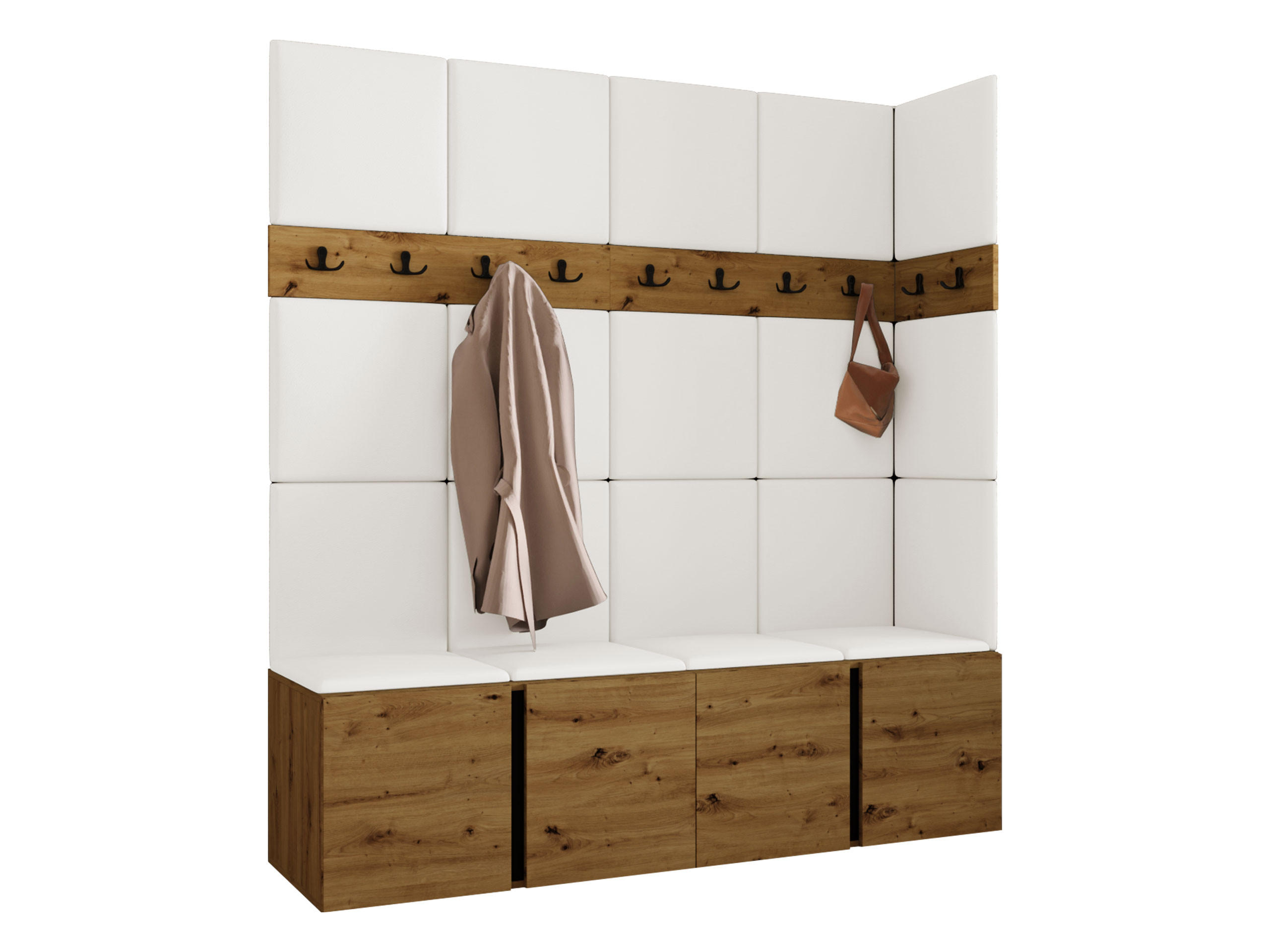 GARDEROBEN-SET Orion II - Eiche Artisan/Weiß, Holzwerkstoff/Kunststoff (168/186/46cm) - MIRJAN24