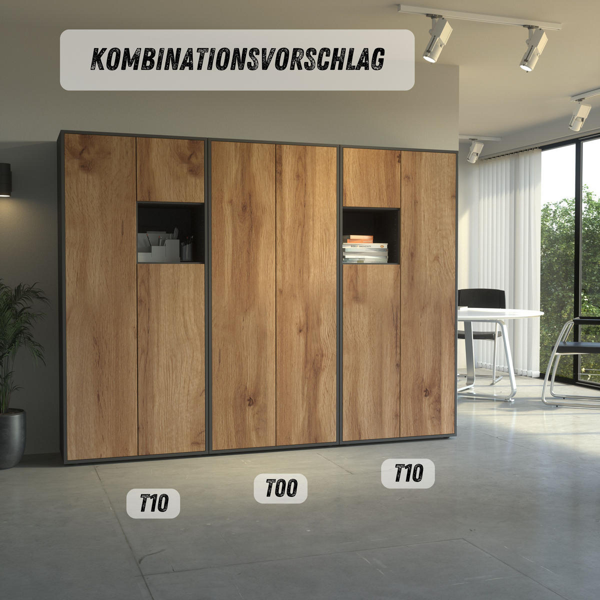 AKTENSCHRANK Amira T10 Eiche Wotan 180/80/40 cm - Eiche Wotan, Holzwerkstoff (80/180/40cm) - SIMPLYFURN