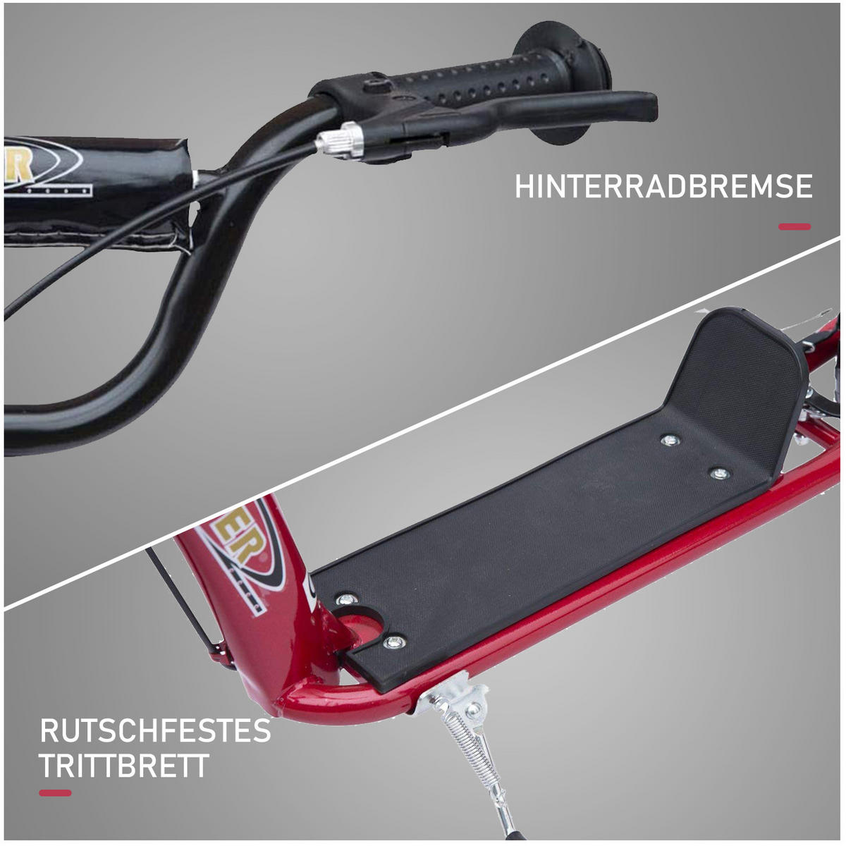 KINDERROLLER, Schwarz/Rosa/Blau/Rot, Stahl+ PVA - Rot, Metall (120/52/80cm) - HOMCOM