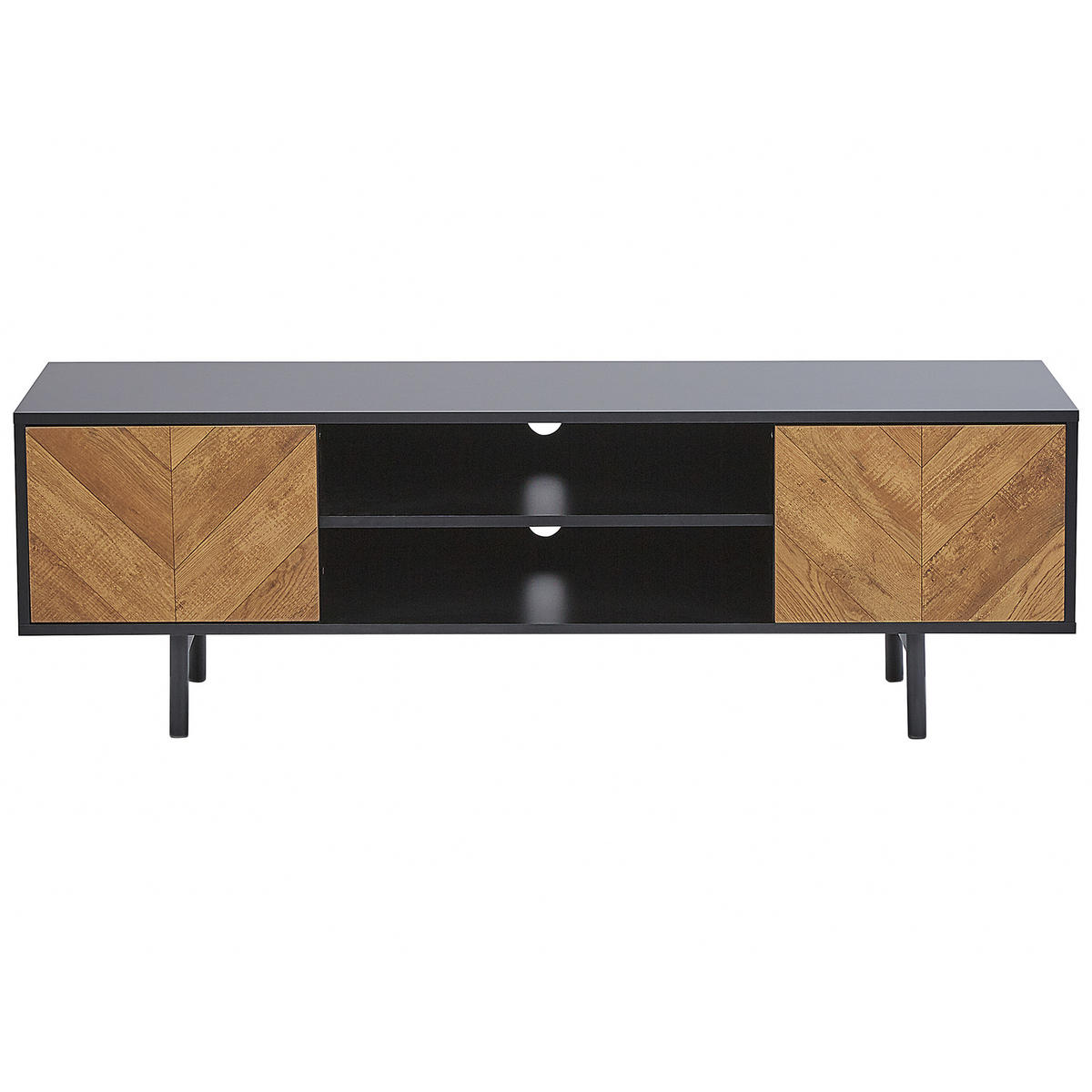 TV-MÖBEL Hellbraun, Schwarz SALINA 40/140/45 cm - Hellbraun, Holzwerkstoff (140/45/40cm) - Beliani