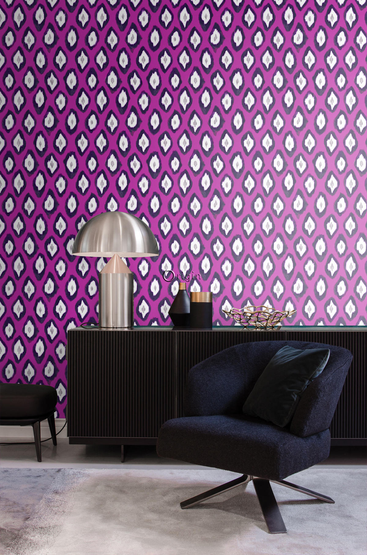TAPETE Ikat-Motiv 53 cm x 10.05 m - Pink, Papier (53/1000cm) - Origin Wallcoverings