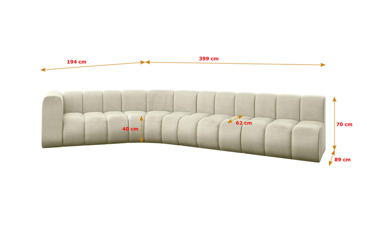 ECKSOFA modulares Sofa Karex-L2 - 399x194x70 cm Beige - Beige, Holzwerkstoff/Textil (399/194cm) - ALTDECOR