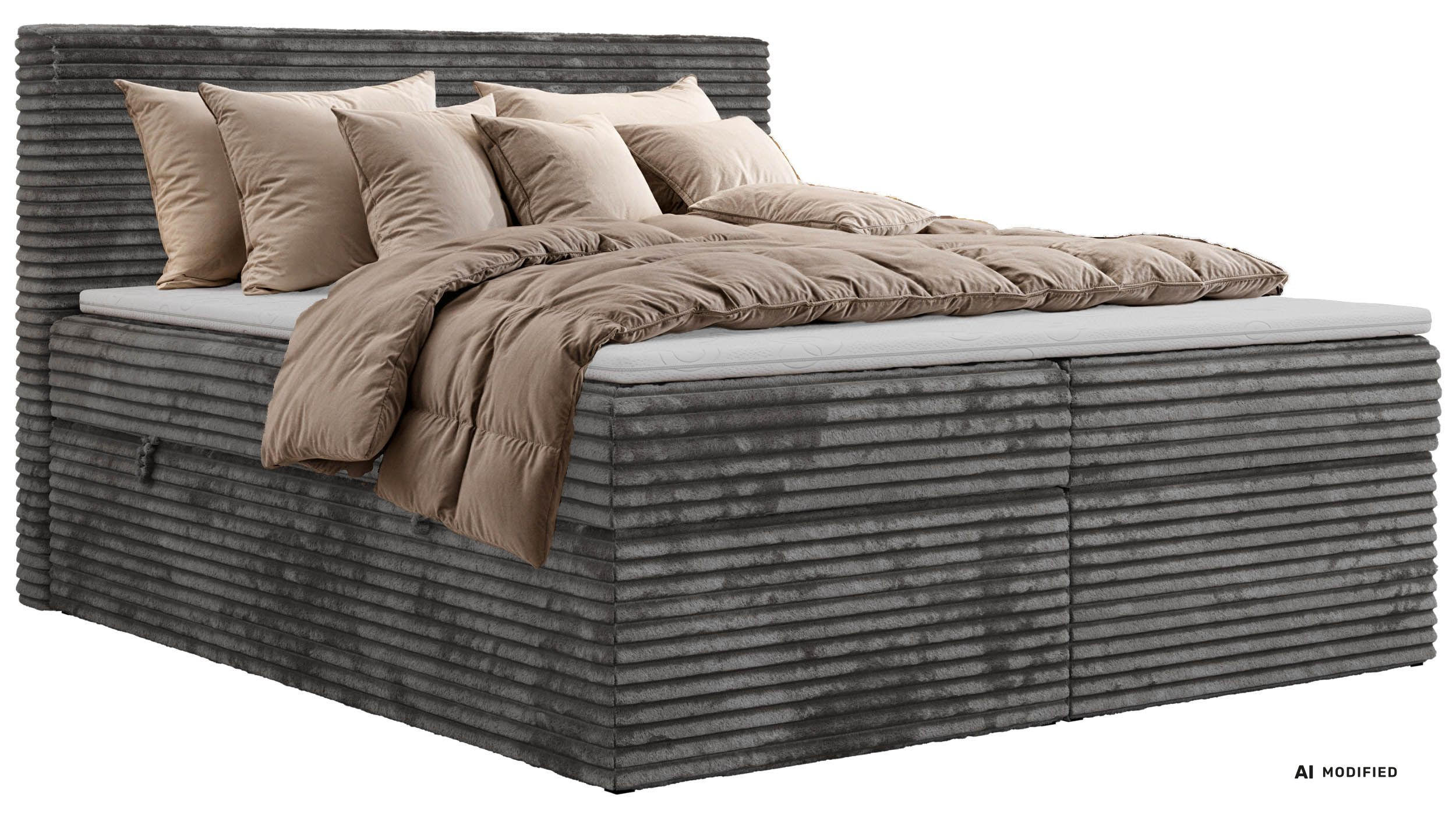 KONTINENTÁLNÍ POSTEL TILION 180/200 - Šedá Manšestr - Topper T25 - H3 - šedá/černá, textil/plast (180/200cm) - MKS