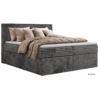 KONTINENTÁLNÍ POSTEL TILION 140/200 - Šedá Manšestr - Topper T25 - H4 - šedá/černá, textil/plast (140/200cm) - MKS