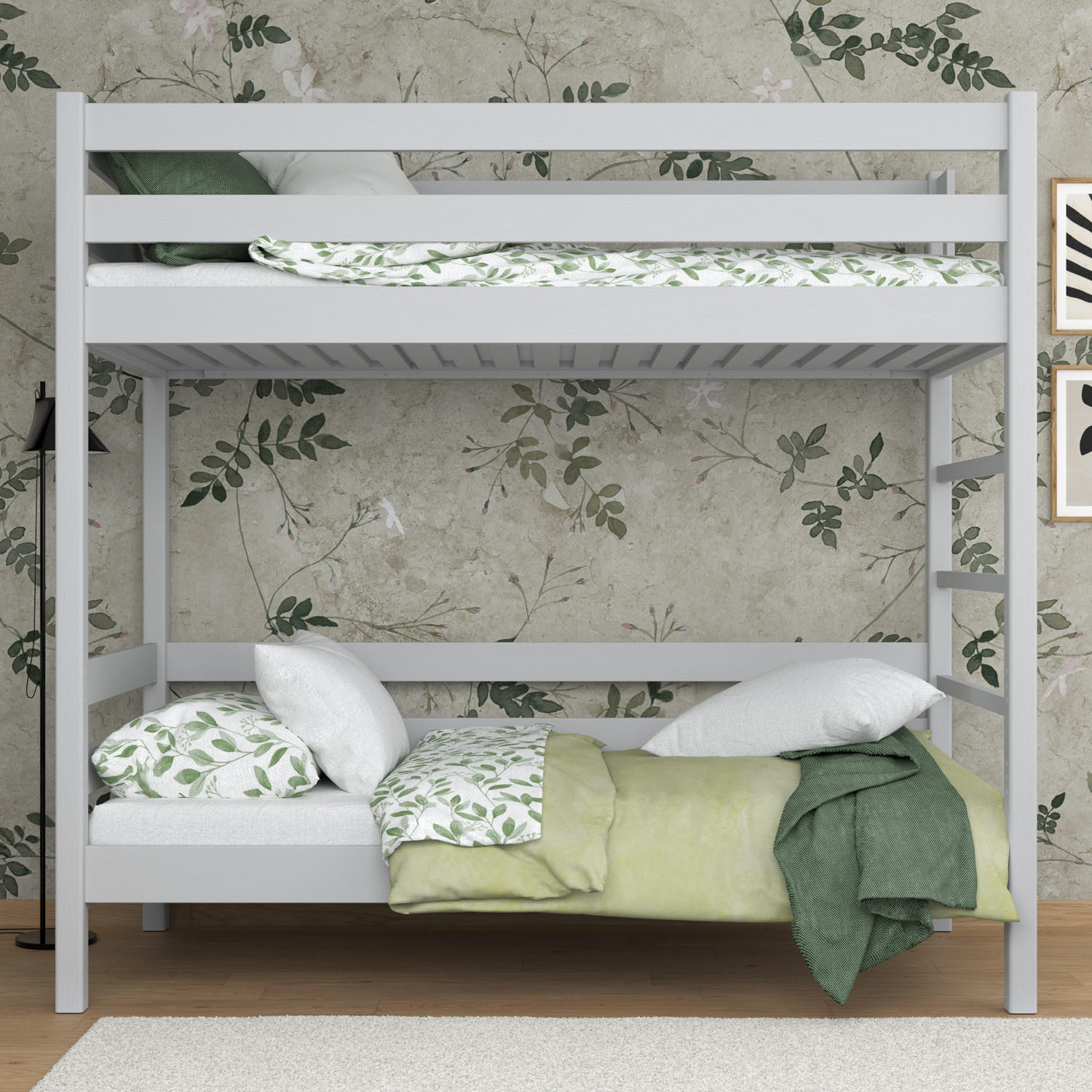 ETAGENBETT N03 Grau 100/180 - Grau, Naturmaterialien/Holz (100/180cm) - N-Wood