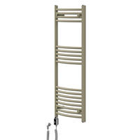 HANDTUCHHEIZKÖRPER elektrisch 500 x 1200 mm Beige Badheizkörper gebogen mit Seitenanschluss mit Heizstab 600W - Beige, Metall (50/120/3cm) - LuxeBath