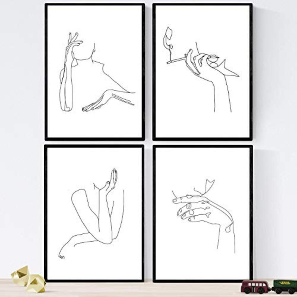 POSTER Set mit 4 Frau A4 Rahmenlos - Klar, Papier (29.7/3cm) - Nacnic