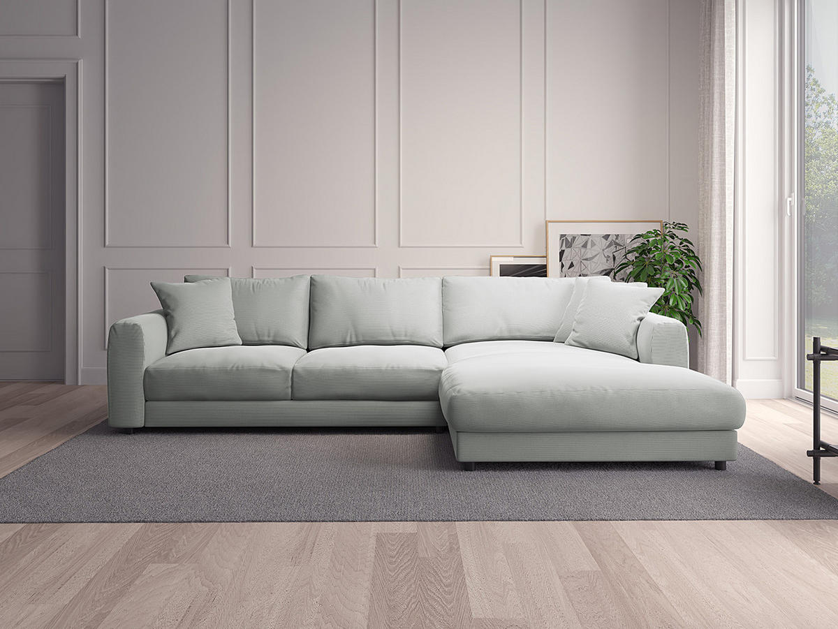 ECKSOFA mit Longchair - Schwarz/Grau, Kunststoff/Textil (286/183cm) - home24