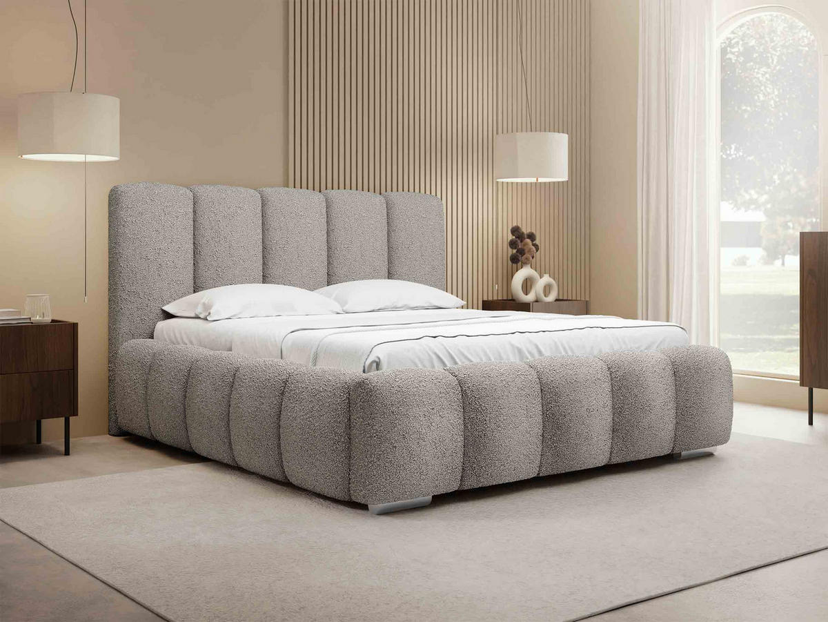 POLSTERBETT Wizko Boucle - Chromfarben/Naturfarben, Holz/Holzwerkstoff (140/200cm) - MIRJAN24