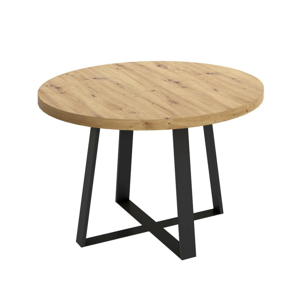 ESSTISCH ausziehbar Holz-Effekt Knoteneiche 110x158h77 - Schwarz, Holzwerkstoff (110/158/77cm) - DMORA