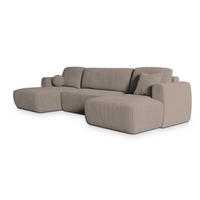 WOHNLANDSCHAFT SENTUM P Beige Kordstoff mit Schlaffunktion - Beige, Holz (330/90/148cm) - MASSENO