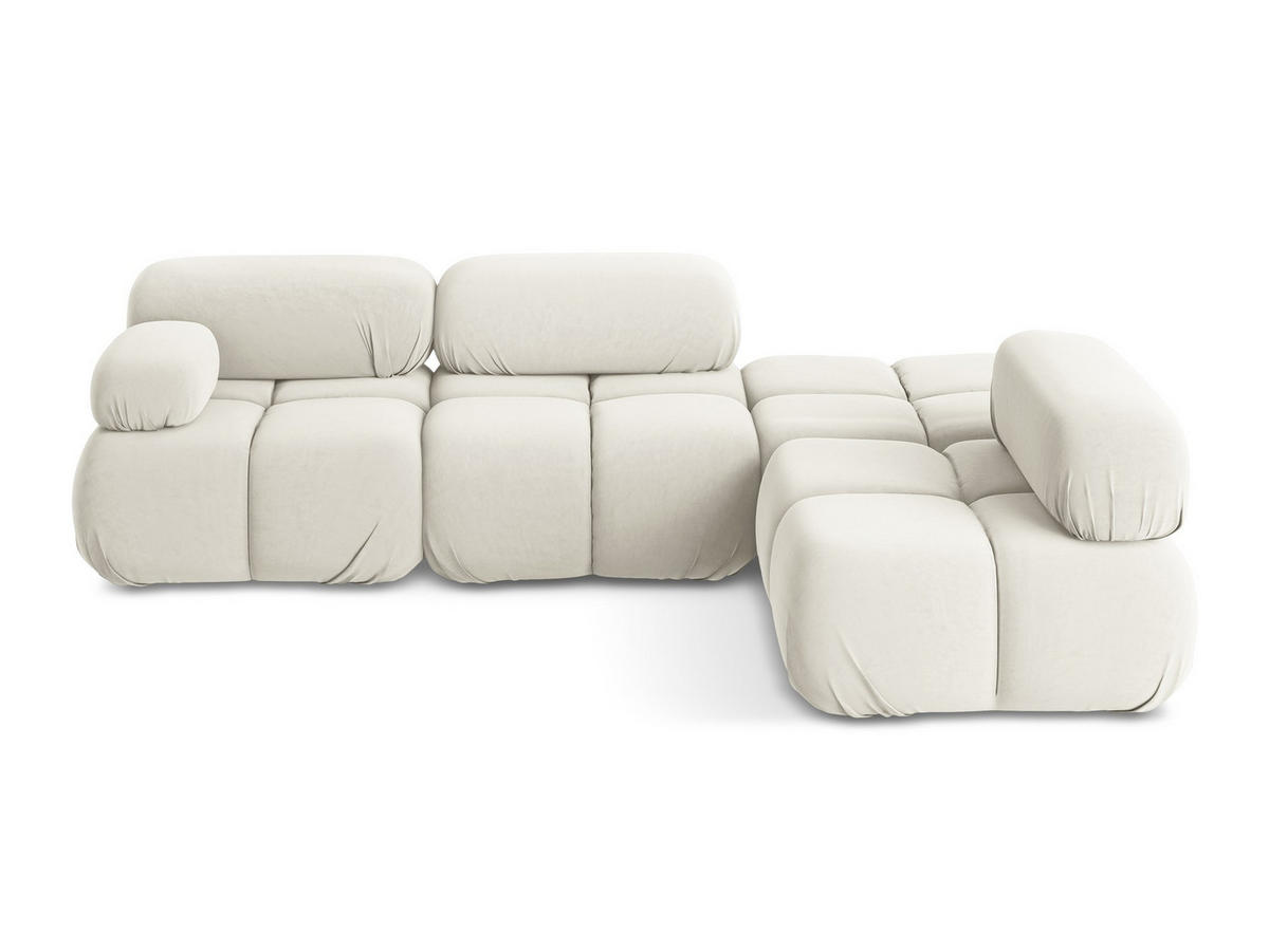 ECKSOFA Rechts Samt Stoff Beige - Beige/Creme, Kunststoff/Textil (285/190cm) - Makamii