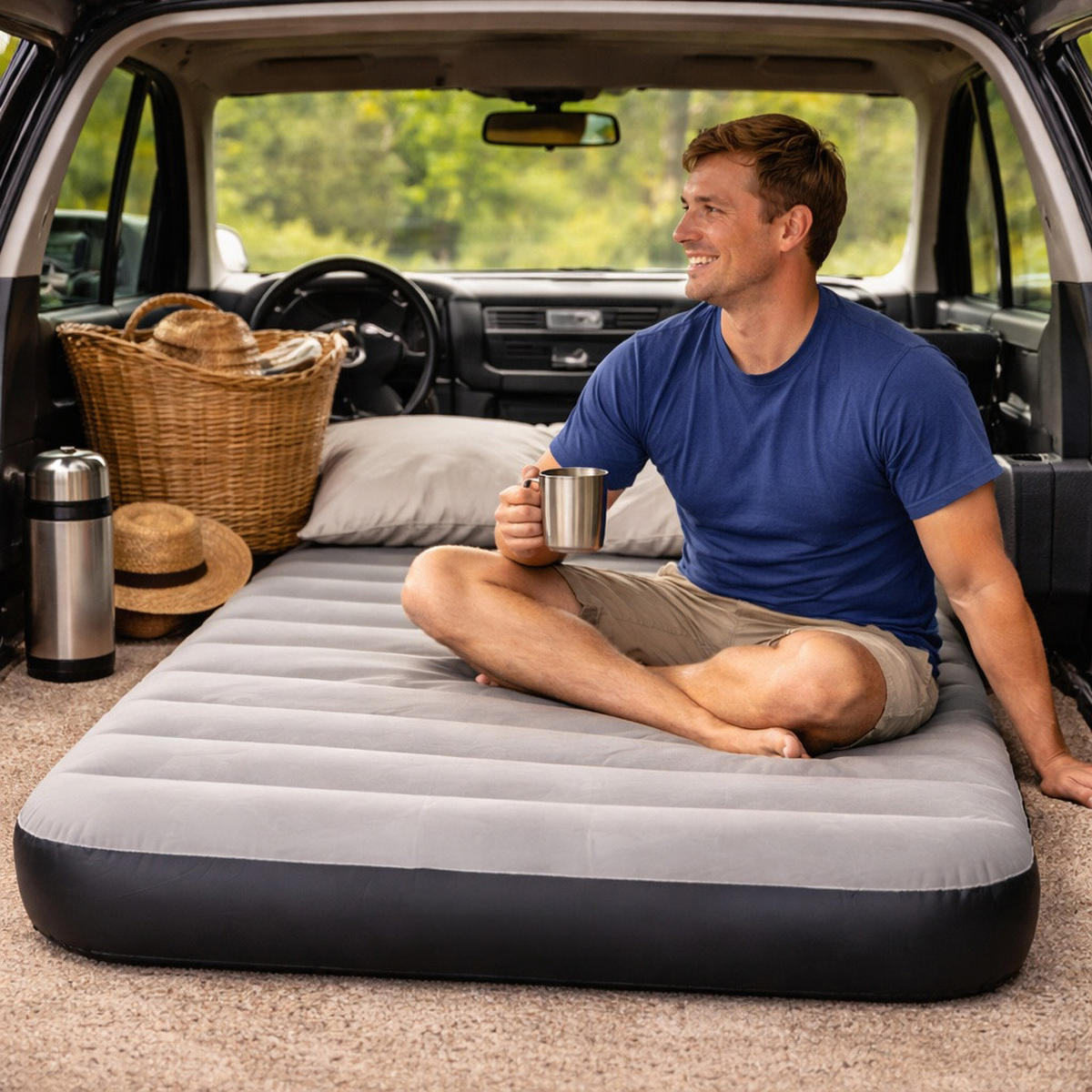 LUFTBETT Luftmatratze Camping BeamRest grau 191x99x25cm - Grau, Kunststoff (99/191cm) - Avenli