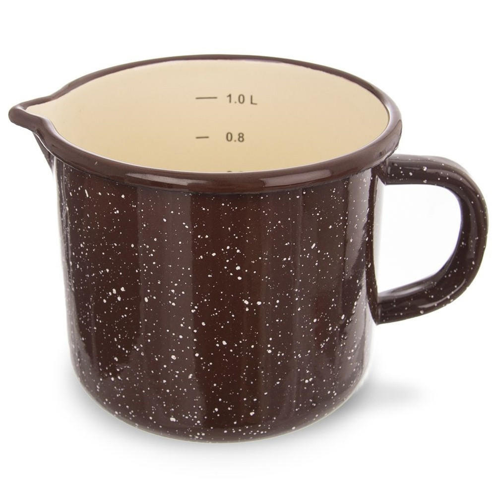 EMAILLIERTER MESSBECHER BRAUN, Emaille, braun, 1,2 l - Braun, Metall (1.2L) - Orion 