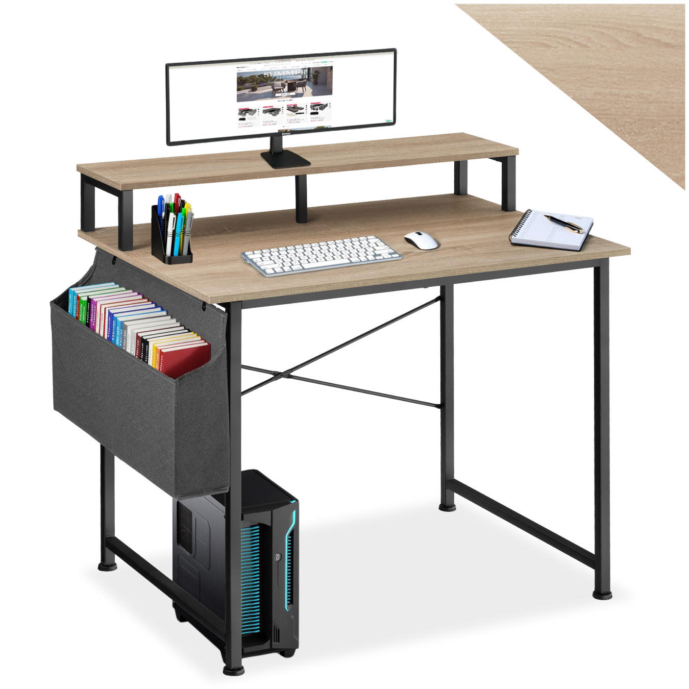 SCHREIBTISCH Thornton, 120 x 60 x 110 cm, Industrial Holz hell, Eiche Sonoma - Naturfarben, Holzwerkstoff (60/120/90cm) - tectake