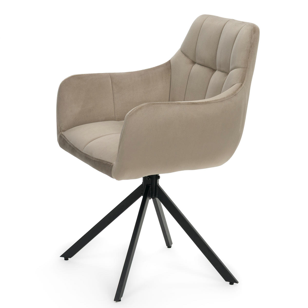STUHL FANO X drehbar gepolsterter mit Steppung - dunkelbeige - Velour - Hellbraun/Beige, Textil/Metall (58/83/59cm) - NEW HOME