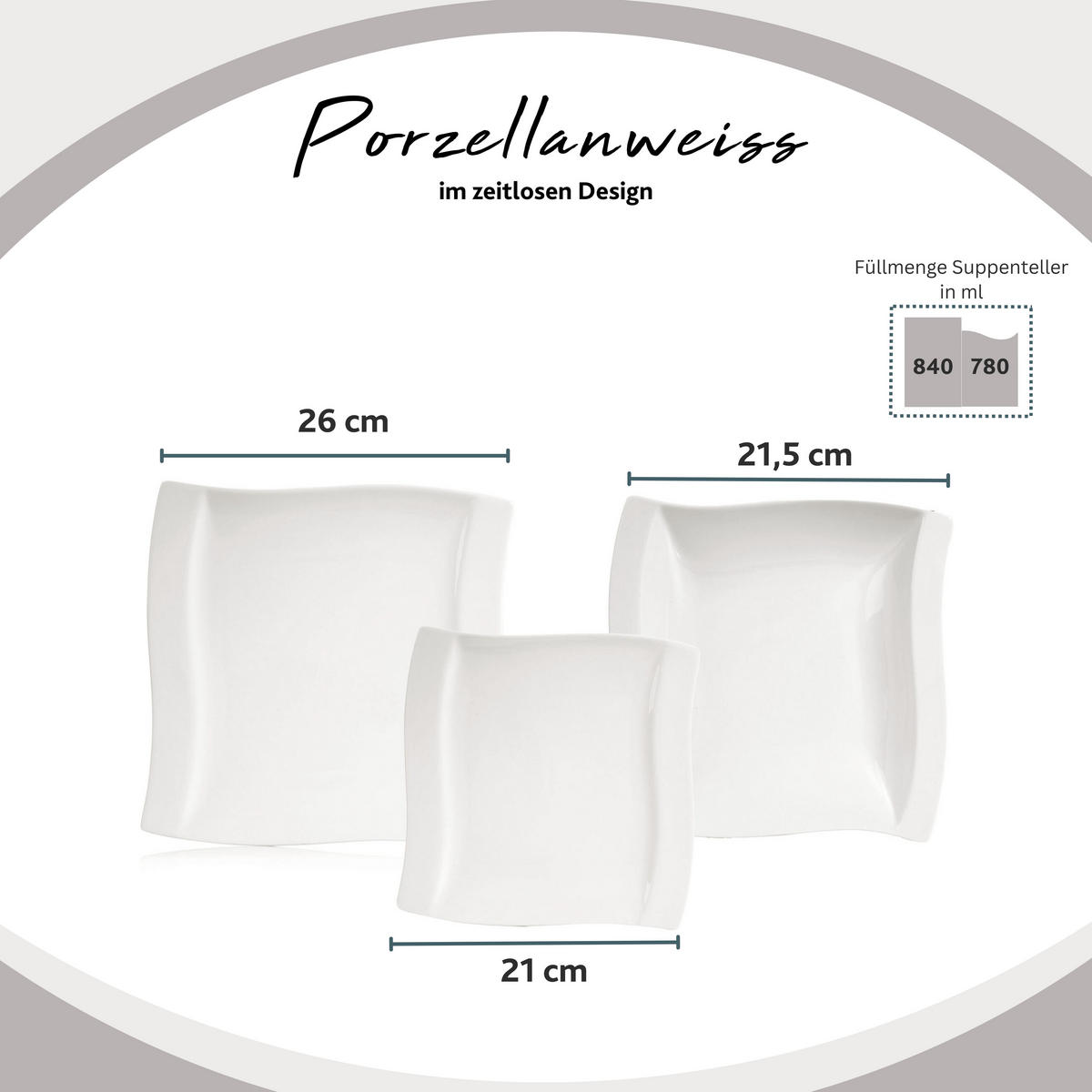 KOMBISERVICE PARIS - 42 teilig aus Porzellan - Weiß, Keramik (33.5/33/38cm) - Sänger