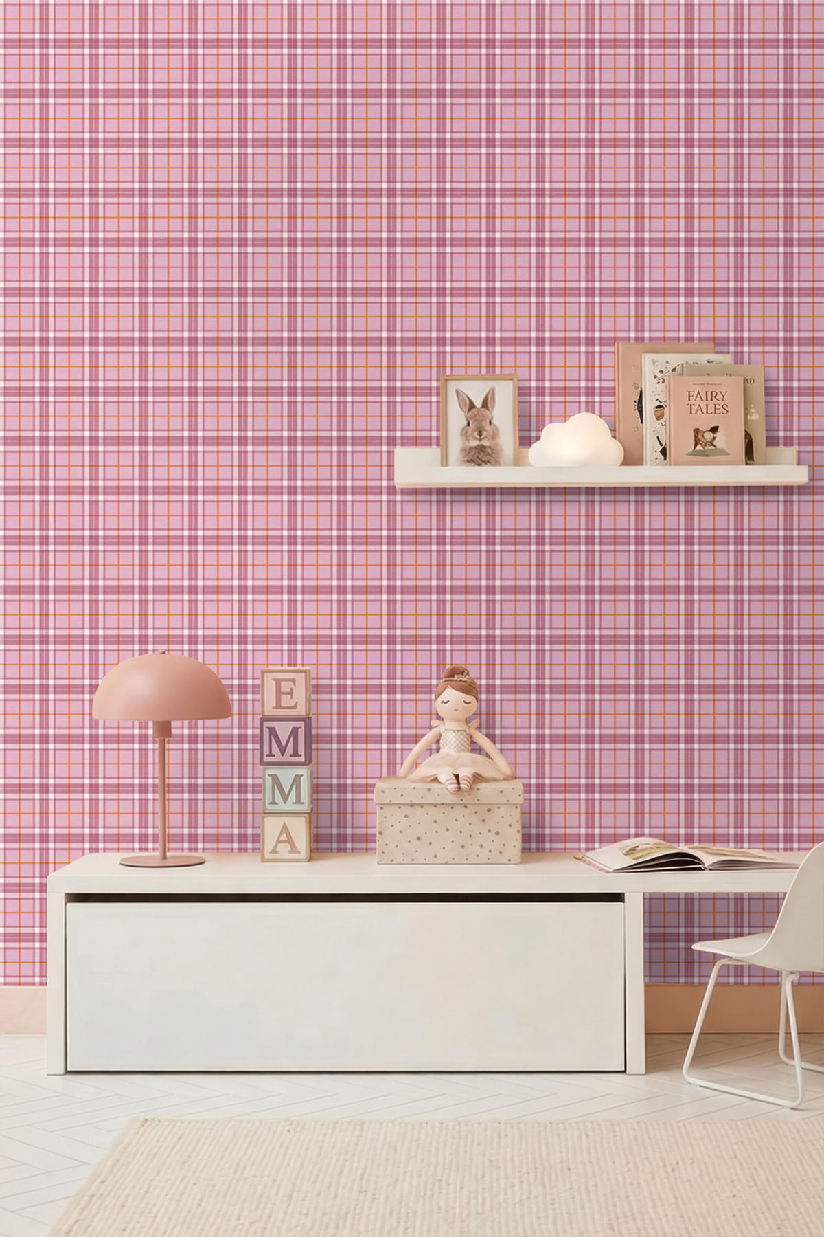 TAPETE Karomuster 50 x 900 cm - Lila, Papier (50/0.1cm) - ESTAhome